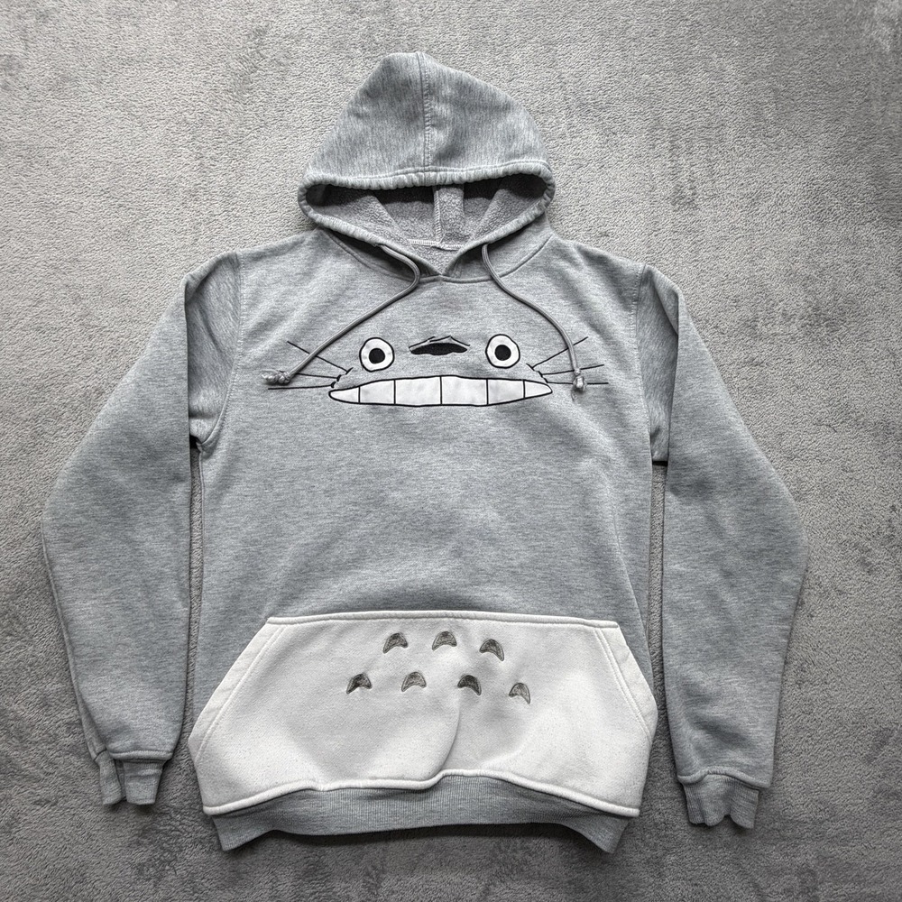Totoro Studio Ghibli Hoodie Sweatshirt‎ Mens Medium Gray Pullover Anime Graphic